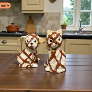 Vintage Plaid Cat & Dog Salt and Pepper Shakers